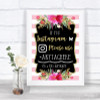 Gold & Pink Stripes Instagram Hashtag Personalized Wedding Sign