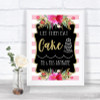 Gold & Pink Stripes Let Them Eat Cake Personalized Wedding Sign