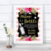 Gold & Pink Stripes Message In A Bottle Personalized Wedding Sign