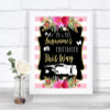 Gold & Pink Stripes Photobooth This Way Left Personalized Wedding Sign