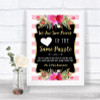 Gold & Pink Stripes Puzzle Piece Guest Book Personalized Wedding Sign