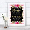 Gold & Pink Stripes Share Your Wishes Personalized Wedding Sign