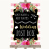 Gold & Pink Stripes Card Post Box Personalized Wedding Sign