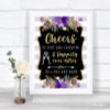 Gold & Purple Stripes Cheers To Love Personalized Wedding Sign