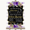 Gold & Purple Stripes Cheesecake Cheese Song Personalized Wedding Sign