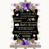 Gold & Purple Stripes Don't Post Photos Facebook Personalized Wedding Sign