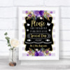 Gold & Purple Stripes Don't Post Photos Online Social Media Wedding Sign