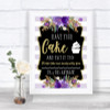 Gold & Purple Stripes Have Your Cake & Eat It Too Personalized Wedding Sign
