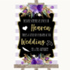 Gold & Purple Stripes Heaven Loved Ones Personalized Wedding Sign