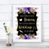 Gold & Purple Stripes Heaven Loved Ones Personalized Wedding Sign