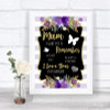 Gold & Purple Stripes I Love You Message For Mum Personalized Wedding Sign