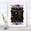 Gold & Purple Stripes I Spy Disposable Camera Personalized Wedding Sign