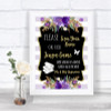 Gold & Purple Stripes Jenga Guest Book Personalized Wedding Sign