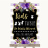 Gold & Purple Stripes Kids Table Personalized Wedding Sign