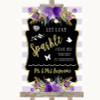 Gold & Purple Stripes Let Love Sparkle Sparkler Send Off Wedding Sign