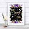 Gold & Purple Stripes Love Is Sweet Take A Treat Candy Buffet Wedding Sign