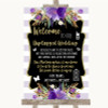 Gold & Purple Stripes No Phone Camera Unplugged Personalized Wedding Sign