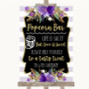 Gold & Purple Stripes Popcorn Bar Personalized Wedding Sign