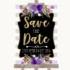 Gold & Purple Stripes Save The Date Personalized Wedding Sign