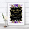 Gold & Purple Stripes We Are Getting Married Personalized Wedding Sign