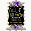 Gold & Purple Stripes Cards & Gifts Table Personalized Wedding Sign