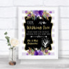 Gold & Purple Stripes Wishing Tree Personalized Wedding Sign