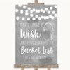 Grey Watercolour Lights Bucket List Personalized Wedding Sign