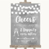 Grey Watercolour Lights Cheers To Love Personalized Wedding Sign