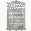 Grey Watercolour Lights Instagram Hashtag Personalized Wedding Sign