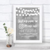 Grey Watercolour Lights Instagram Hashtag Personalized Wedding Sign