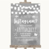 Grey Watercolour Lights Instagram Photo Sharing Personalized Wedding Sign