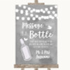 Grey Watercolour Lights Message In A Bottle Personalized Wedding Sign