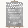 Grey Watercolour Lights No Phone Camera Unplugged Personalized Wedding Sign