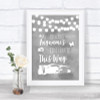Grey Watercolour Lights Photobooth This Way Right Personalized Wedding Sign