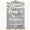 Grey Watercolour Lights Pimp Your Prosecco Personalized Wedding Sign