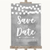 Grey Watercolour Lights Save The Date Personalized Wedding Sign