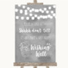 Grey Watercolour Lights Wishing Well Message Personalized Wedding Sign