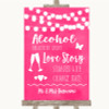 Hot Fuchsia Pink Watercolour Lights Alcohol Bar Love Story Wedding Sign