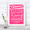 Hot Fuchsia Pink Watercolour Lights All Family No Seating Plan Wedding Sign