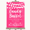 Hot Fuchsia Pink Watercolour Lights Candy Buffet Personalized Wedding Sign