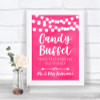 Hot Fuchsia Pink Watercolour Lights Candy Buffet Personalized Wedding Sign