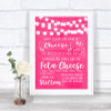 Hot Fuchsia Pink Watercolour Lights Cheesecake Cheese Song Wedding Sign