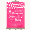 Hot Fuchsia Pink Watercolour Lights Drink Champagne Dance Stars Wedding Sign