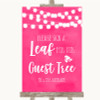 Hot Fuchsia Pink Watercolour Lights Guest Tree Leaf Personalized Wedding Sign