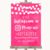 Hot Fuchsia Pink Watercolour Lights Instagram Hashtag Personalized Wedding Sign