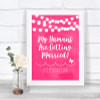 Hot Fuchsia Pink Watercolour Lights My Humans Are Getting Married Wedding Sign