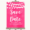 Hot Fuchsia Pink Watercolour Lights Save The Date Personalized Wedding Sign