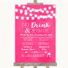 Hot Fuchsia Pink Watercolour Lights Signature Favourite Drinks Wedding Sign