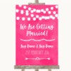 Hot Fuchsia Pink Watercolour Lights We Are Getting Married Wedding Sign