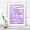 Lilac Watercolour Lights Cards & Gifts Table Personalized Wedding Sign